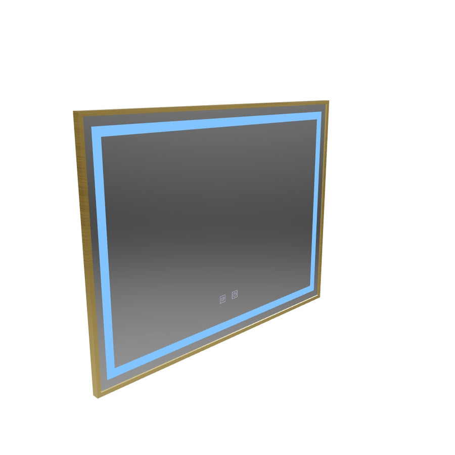 Lustro Kariri Touch LED, 80x60 cm, funkcja Defro, rama szczotkowana w kolorze różowego złota