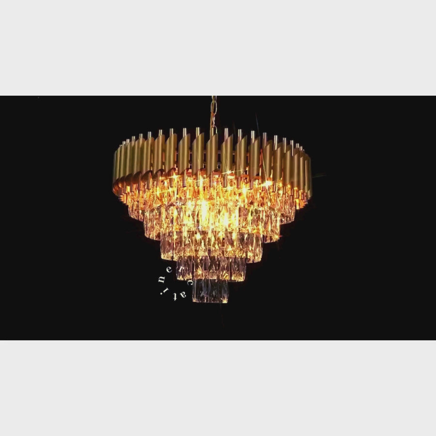 Żyrandol kryształowy VERSAILLES Eleganza 8x E14, średnica 49cm, złoty, regulowana wysokość