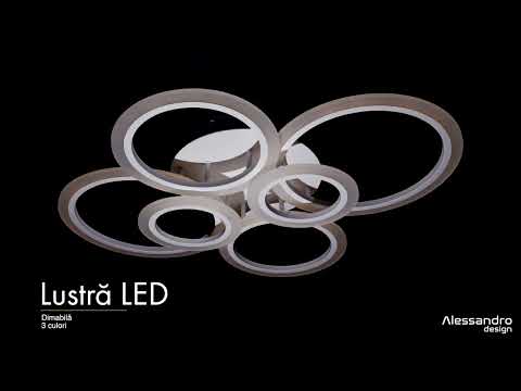 Żyrandol LED BETTY 82W z pilotem, 6 okręgów, światło zimne/ciepłe/neutralne, ściemnialny, biały