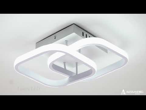 Żyrandol LED VERTEX Matrix Zachodzące na siebie romby, metalowe ramki, 11 W, 2 romby, światło zimne/ciepłe/neutralne, biały