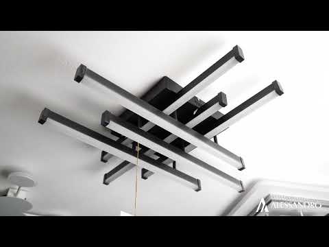 Żyrandol LED z pilotem LINEX, 63W, 6 elementów, liniowy, światło zimne/ciepłe/neutralne, możliwość przyciemniania, czarny