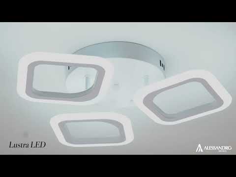 Żyrandol LED ERIKA 24W, 3 kwadraty, światło neutralne, biały 