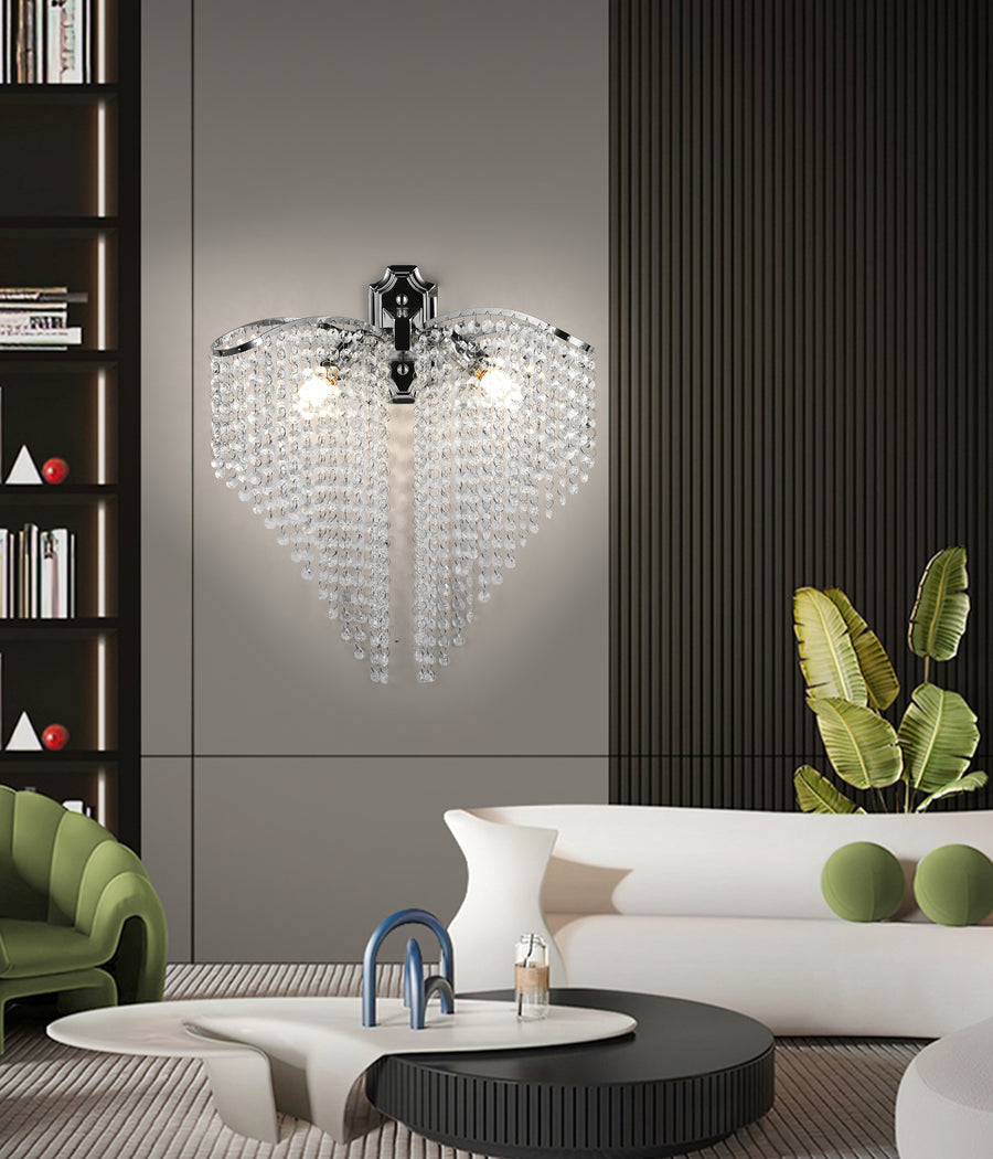 Lampa kryształowa Sapphire 2x E27 Błyszczący chrom, sznury kryształów