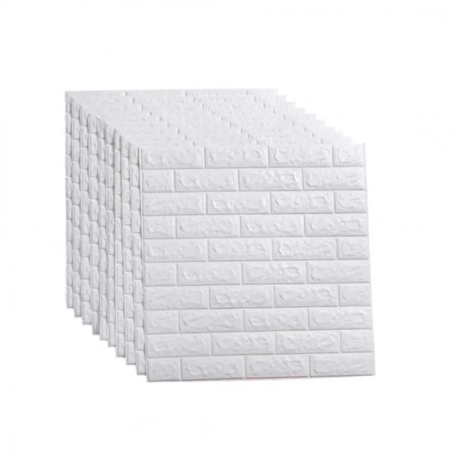 Zestaw 10x3D samoprzylepnych tapet Białe Cegły z miękkiej pianki, 70cm x 77cm x 2 mm