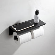 Podwójny uchwyt na papier toaletowy z uchwytem na telefon/perfumy czarny GJ603