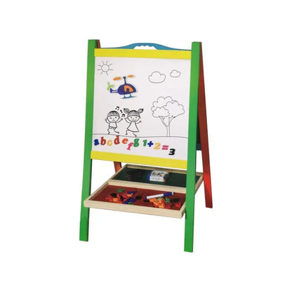 Wielofunkcyjna edukacyjna tablica szkolna, 12 kolorowych kredek, drewno