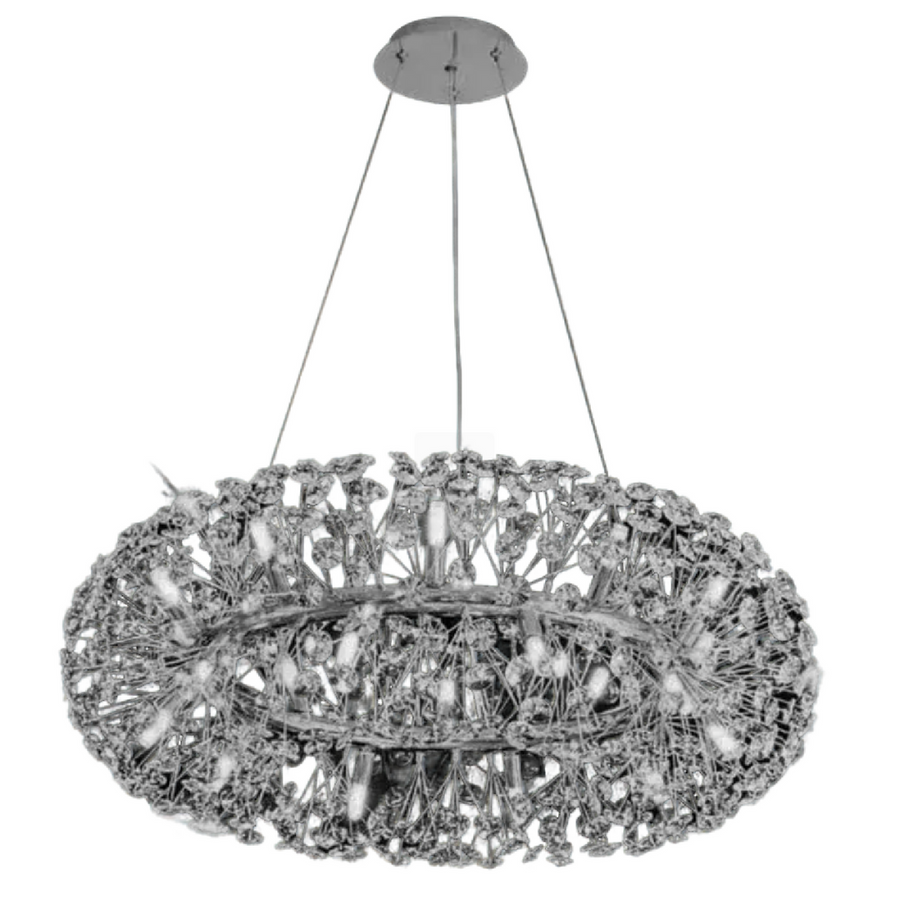 Żyrandol kryształowy SEGOVIA Magno 5x E14, średnica 60 cm, lśniące srebro, regulowana wysokość