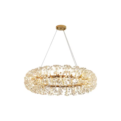 MINUET Żyrandol kryształowy 12x G9, średnica 60cm, błyszczące złoto, regulowana wysokość 
