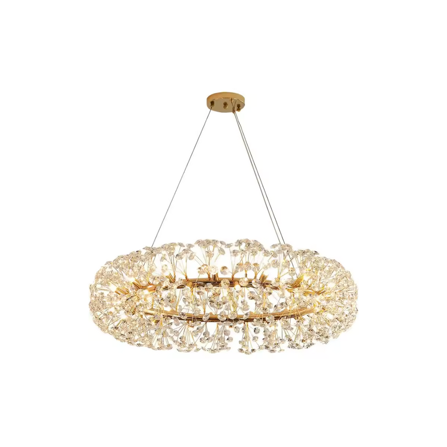 MINUET Żyrandol kryształowy 12x G9, średnica 60cm, błyszczące złoto, regulowana wysokość 