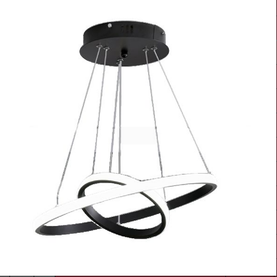 Lustra LED suspendata RICCI 25W, 2 Cercuri, lumina Rece/Calda/Neutra, Negru, Inaltime Reglabila