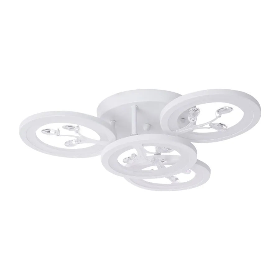 Żyrandol LED z pilotem i kryształem DAISY 49W, 4 elementy, światło zimne/ciepłe/neutralne, ściemnialny, biały 