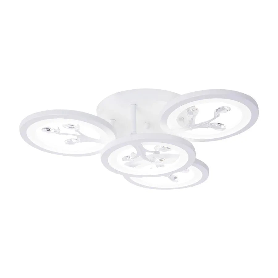 Żyrandol LED z pilotem i kryształem DAISY 49W, 4 elementy, światło zimne/ciepłe/neutralne, ściemnialny, biały 