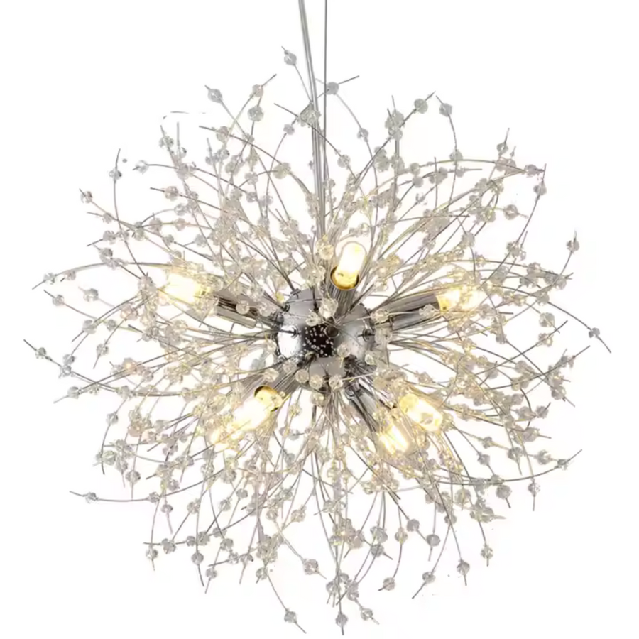 Żyrandol kryształowy Schönbrunn, 6x G9, średnica 38 cm, błyszczący chrom, nowoczesny design