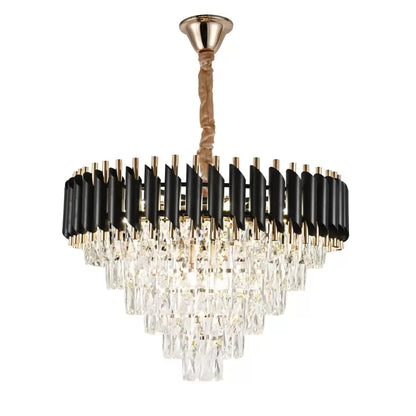 Żyrandol kryształowy VERSAILLES Magno 8xE27, średnica 60 cm, błyszczące złoto i czerń, regulowana wysokość