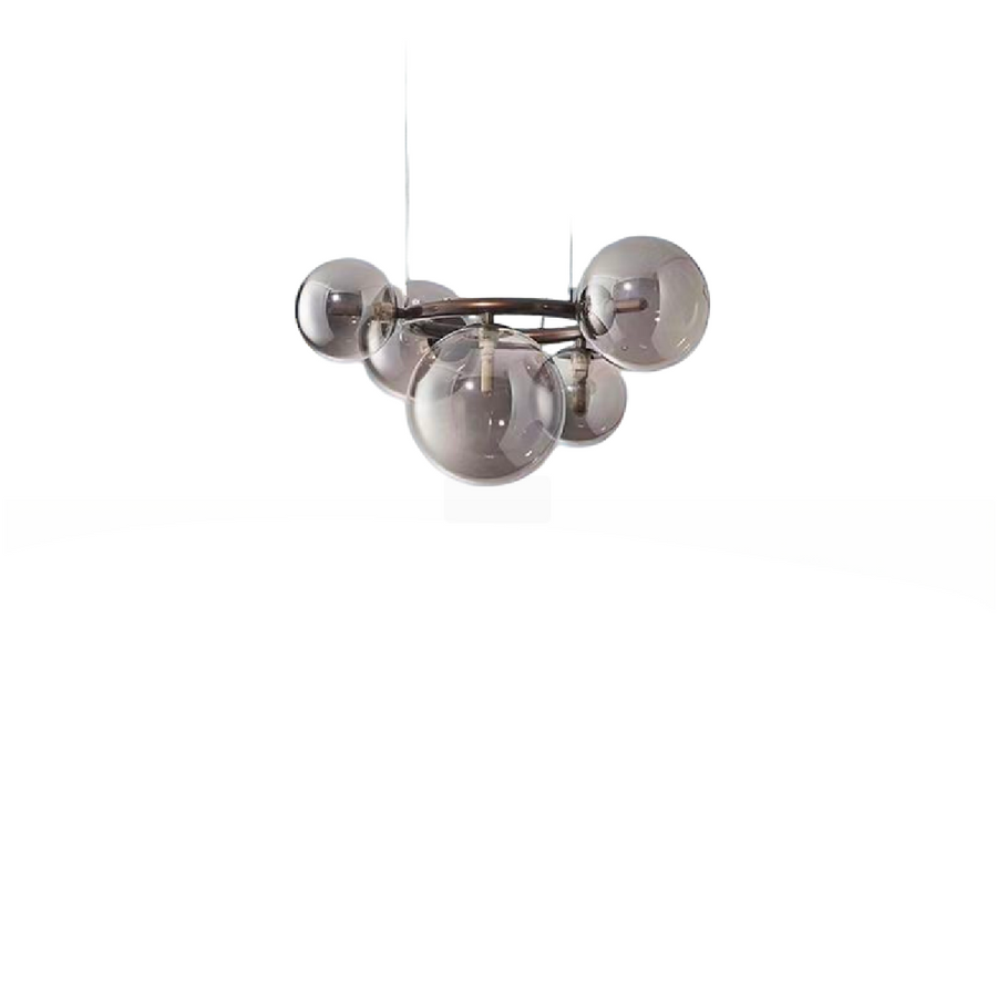 Żyrandol z okrągłym kloszem, VENERE Zodiaco, 1 okrąg 5xG9, metalowy, czarny, regulowana wysokość 