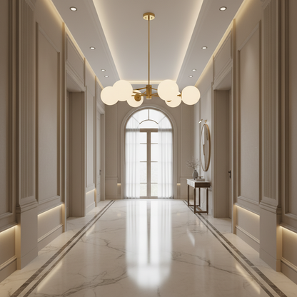 Żyrandol wiszący LOFT, 6x E27, złoty