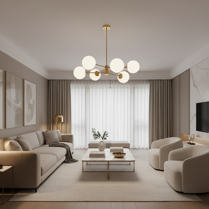 Żyrandol wiszący LOFT, 6x E27, złoty