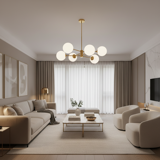 Żyrandol wiszący LOFT, 6x E27, złoty