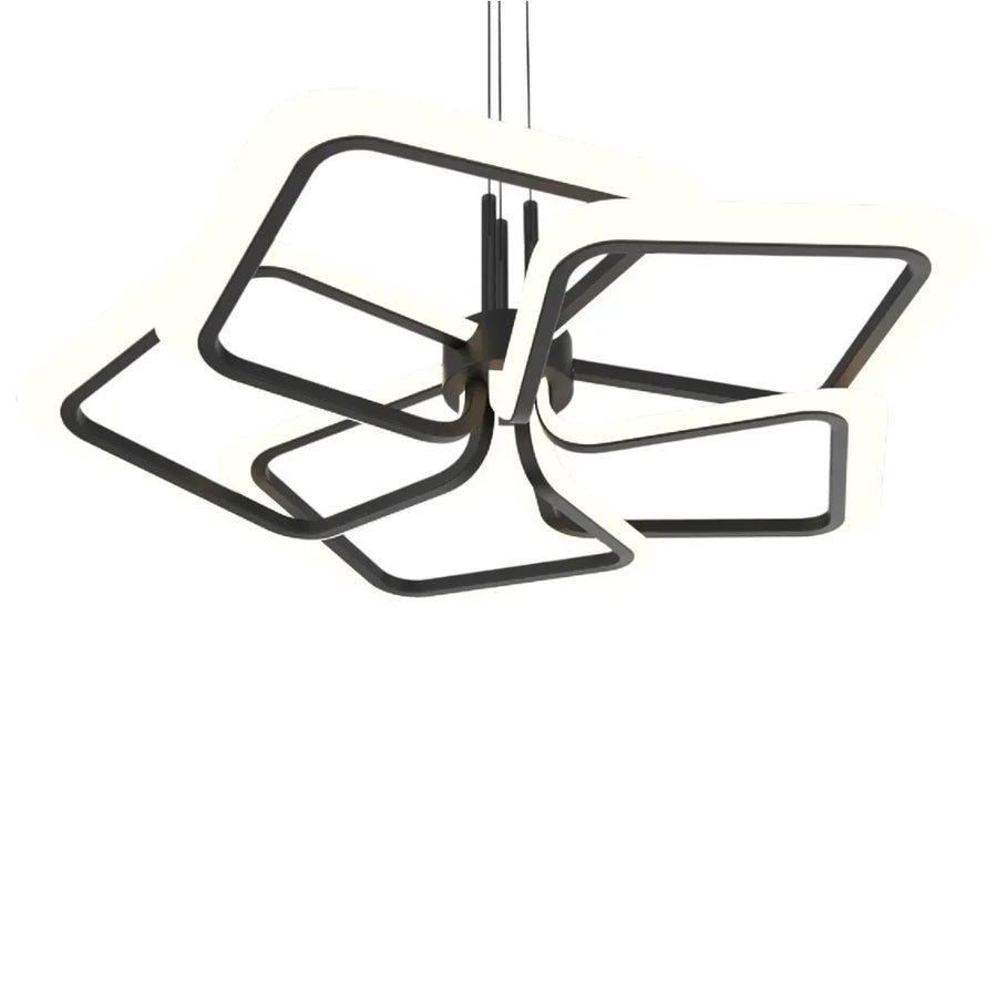 Żyrandol wiszący LED z pilotem RIMINI 85W, 5 kwadratów, światło zimne/ciepłe/neutralne, ściemnialny, czarny