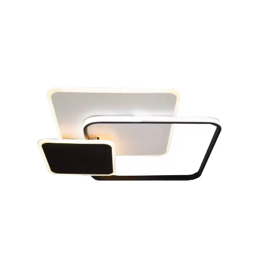 Żyrandol LED z pilotem ANEMONA 75 W, 3 kwadraty, światło zimne/ciepłe/neutralne, ściemnialny, czarny
