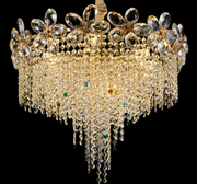 Żyrandol Kryształowy Regalis 11x E14, średnica 85cm, Błyszczące Złoto, Regulowana Wysokość, Metal i Kryształ