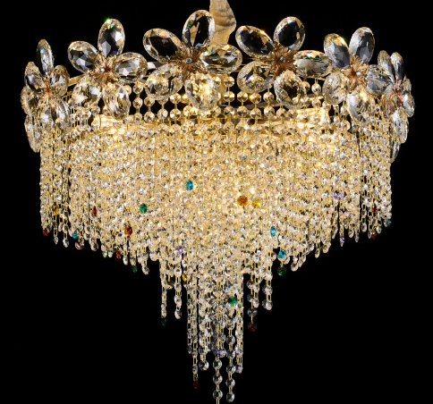 Żyrandol Kryształowy Regalis 11x E14, średnica 85cm, Błyszczące Złoto, Regulowana Wysokość, Metal i Kryształ
